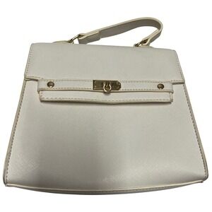 LP Faux Leather Structured Top‎ Handle Bag Gold Hardware Crossbody Strap